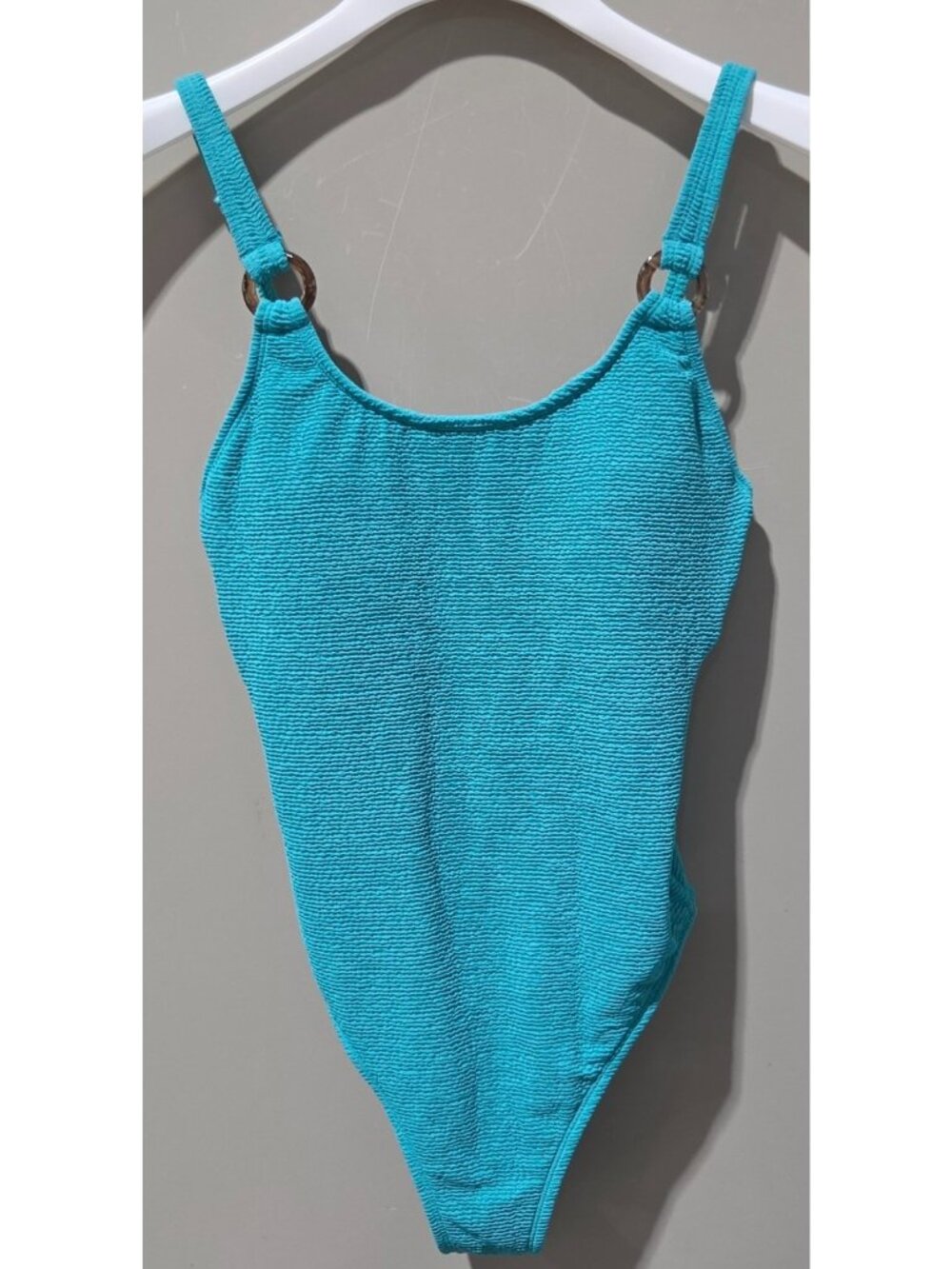 Shade & Shore Teal Pucker Textured & Ring Accent 1 Pc Swimsuit -- Women's XS 0/2